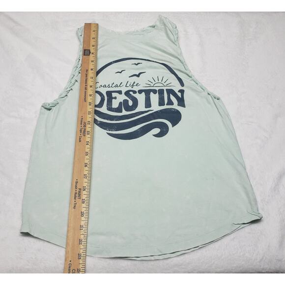 Exist Destin Tank Top S | Coastal Mint Cotton | Boho Looped Trim Beachwear - Picture 3 of 6